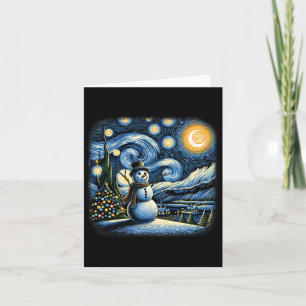 Van Gogh Starry Night Christmas Snowman Winter Sno Card