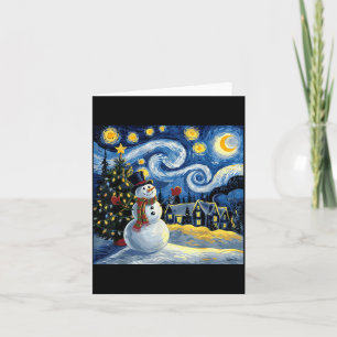 Van Gogh Starry Night Christmas Snowman Winter Sno Card