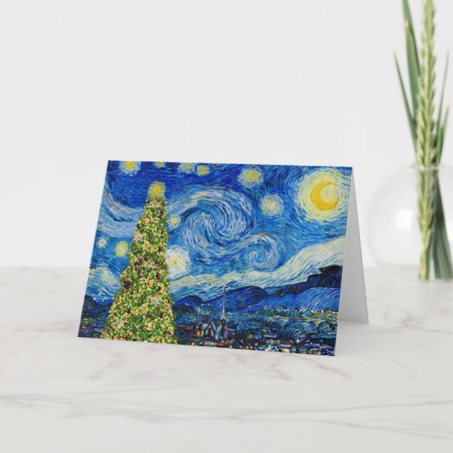 Van Gogh Starry Night - Christmas Tree Card (Front)