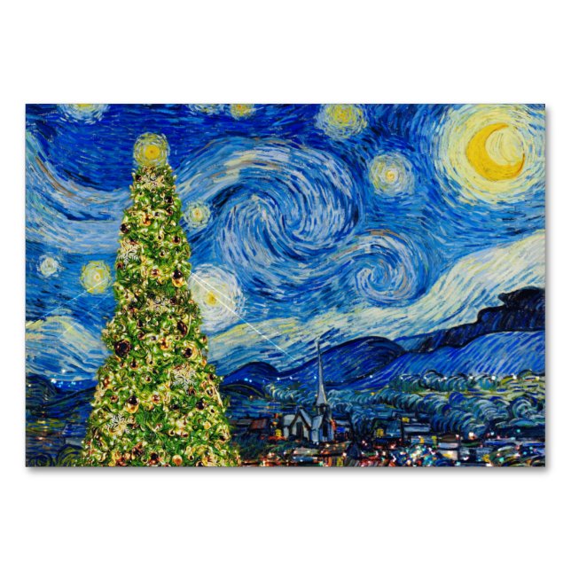 Van Gogh Starry Night - Christmas Tree Table Numbe Number (Front)