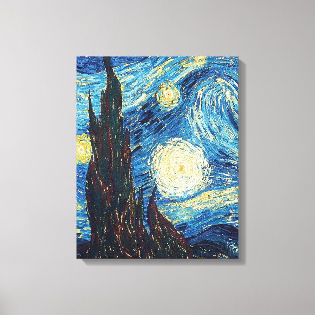 Van Gogh Starry Night Classic Impressionism Art Canvas Print (Front)