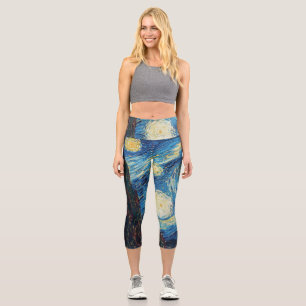 Van Gogh Starry Night Classic Impressionism Art Capri Leggings
