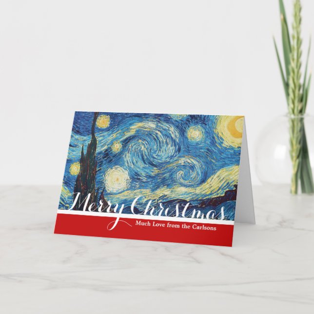 Van Gogh Starry Night Classic Impressionism Art Holiday Card (Front)