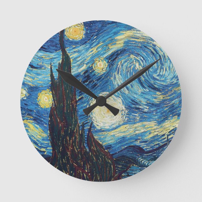 Van Gogh Starry Night Classic Impressionism Art Round Clock (Front)