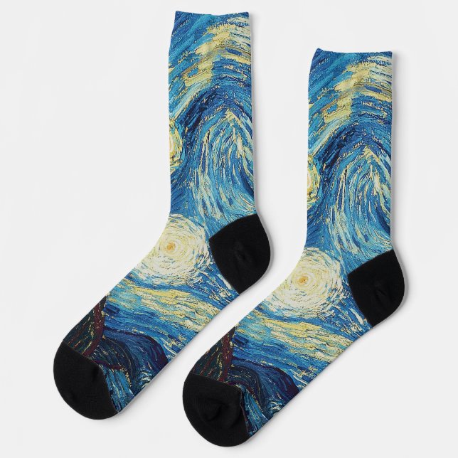 Van Gogh Starry Night Classic Impressionism Art Socks (Left)