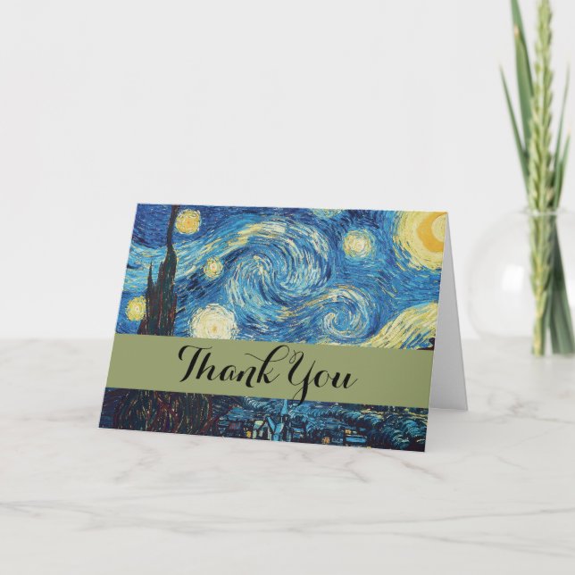 Van Gogh Starry Night Classic Impressionism Art Thank You Card (Front)