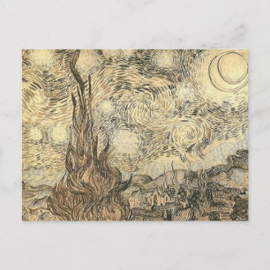 van gogh starry night drawing postcard