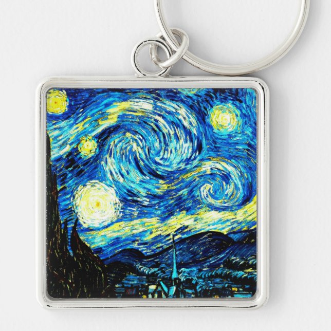 Van Gogh - Starry Night, famous painting, Key Ring (Front)
