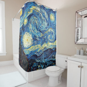 Van Gogh - Starry Night, famous painting, Shower Curtain