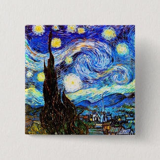 Van Gogh Starry Night Fine Art 15 Cm Square Badge