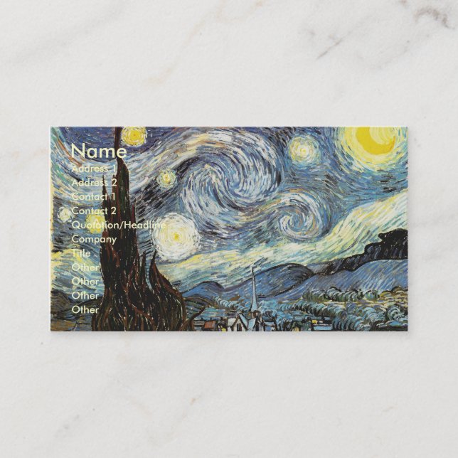 Van Gogh Starry Night Fine Art Business Card (Front)