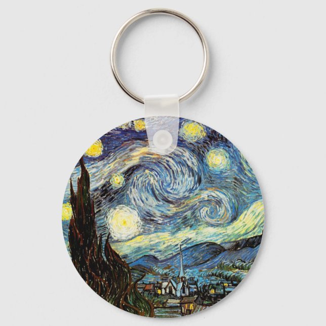 Van Gogh Starry Night Fine Art Key Ring (Front)