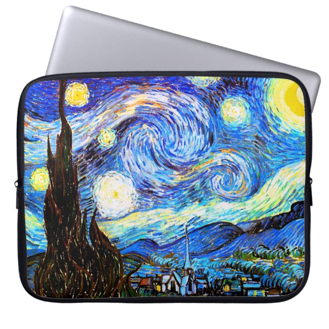 Van Gogh Starry Night Fine Art Laptop Sleeve (Front)