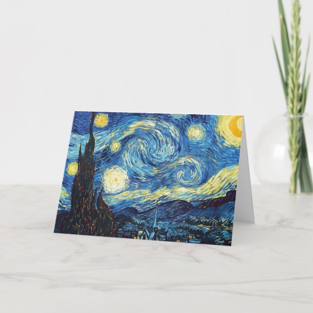 Van Gogh Starry Night Folded Greeting Card (Front)