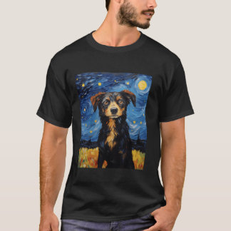 Van Gogh Starry Night Funny Art Dog Lover Kids Boy T-Shirt