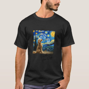 Van Gogh Starry Night Goldendoodle Dog Art Golden T-Shirt