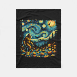 Van Gogh Starry Night Halloween Big Foot Pumpkin Fleece Blanket
