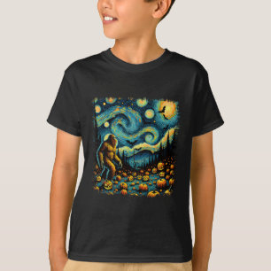 Van Gogh Starry Night Halloween Big Foot Pumpkin  T-Shirt