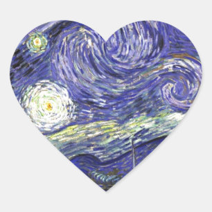 Van Gogh Starry Night Heart Sticker