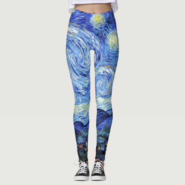 Van Gogh Starry Night Impressionism Print Leggings (Front)