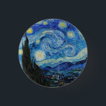 Van Gogh Starry Night. Impressionism vintage art 3 Cm Round Badge<br><div class="desc">Van Gogh "The Starry Night" button.</div>