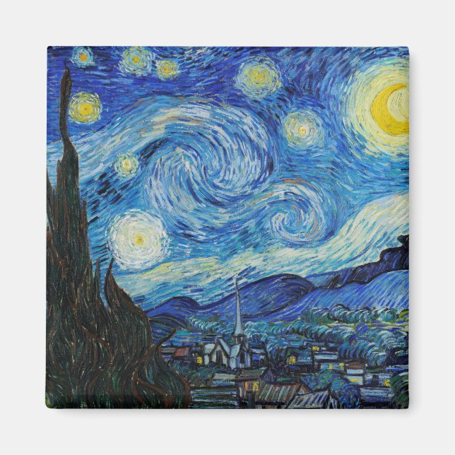 Van Gogh Starry Night. Impressionism vintage art Magnet (Front)