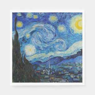 Van Gogh Starry Night. Impressionism vintage art Napkin