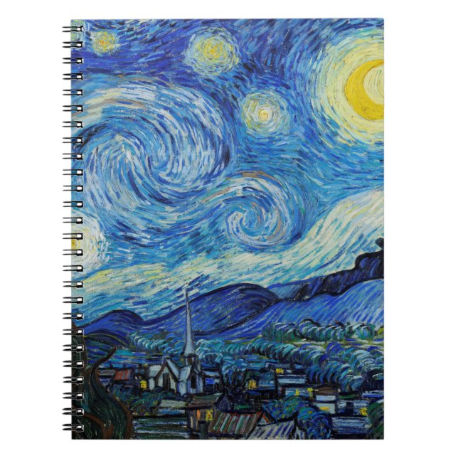 Van Gogh Starry Night. Impressionism vintage art Notebook (Front)