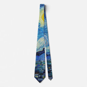 Van Gogh Starry Night. Impressionism vintage art Tie