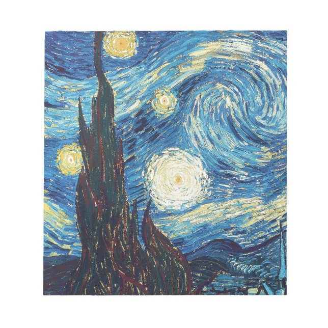 Van Gogh Starry Night Impressionist Painting Notepad (Front)