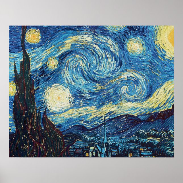 Van Gogh Starry Night Impressionist Painting Poster (Front)