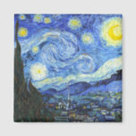 VAN GOGH Starry Night Magnet<br><div class="desc">"van gogh vincent",  starry night, "famous painting",  vintage,  stars,  sky,  "fine art",  blue</div>