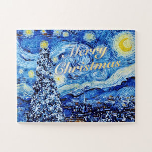 Van Gogh - Starry Night Merry Christmas Jigsaw Puzzle