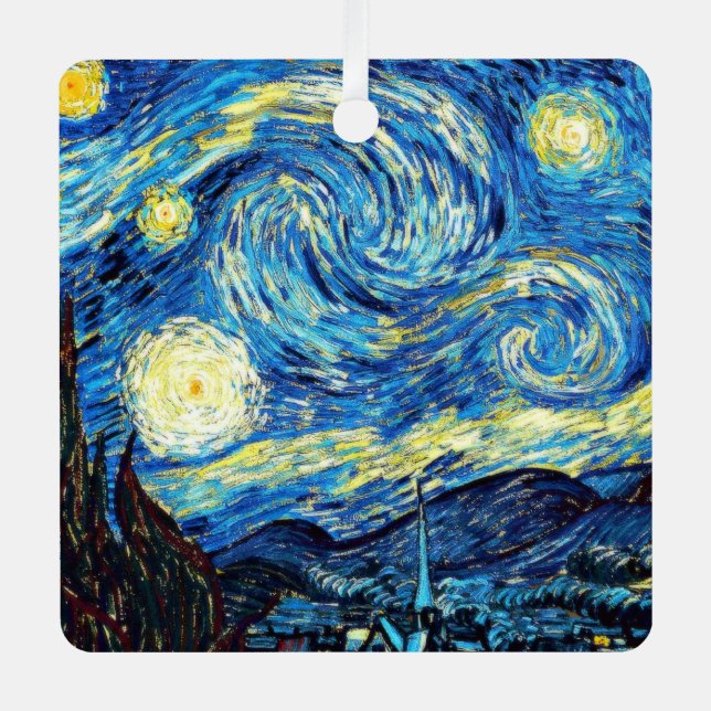 Van Gogh - Starry Night Metal Tree Decoration (Front)