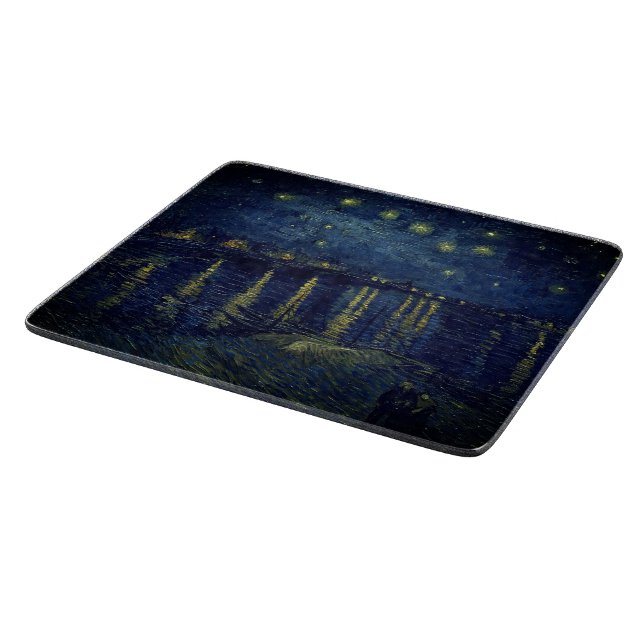 Van Gogh Starry Night on Rhone Glass Cutting Board (Corner)