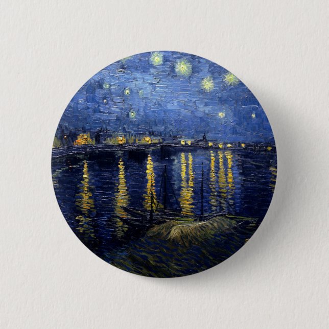 Van Gogh Starry Night Over Rhone 6 Cm Round Badge (Front)