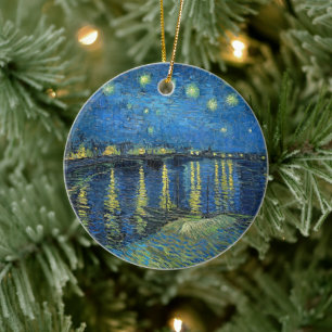 Van Gogh Starry Night Over Rhône Ceramic Ornament