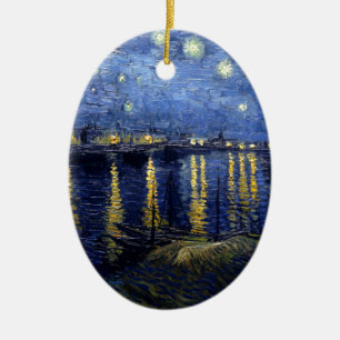 Van Gogh Starry Night Over Rhone Ceramic Tree Decoration