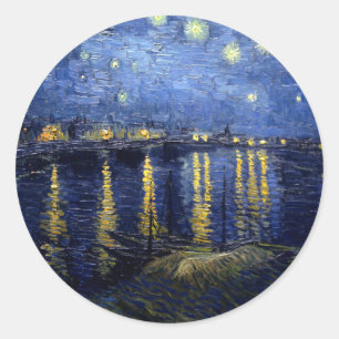 Van Gogh Starry Night Over Rhone Classic Round Sticker