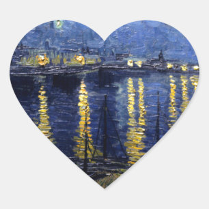 Van Gogh Starry Night Over Rhone Heart Sticker