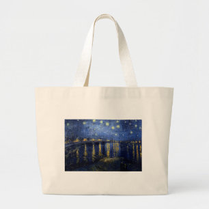 Van Gogh Starry Night Over Rhone Large Tote Bag