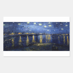 Van Gogh Starry Night Over Rhone Rectangular Sticker