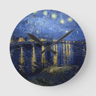 Van Gogh Starry Night Over Rhone Round Clock