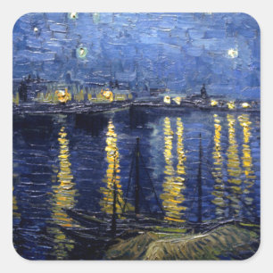 Van Gogh Starry Night Over Rhone Square Sticker