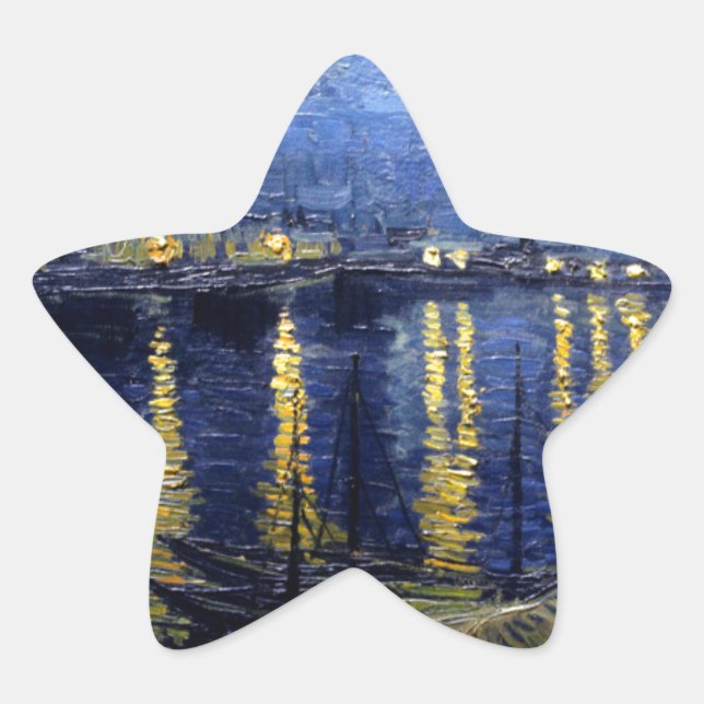 Van Gogh Starry Night Over Rhone Star Sticker (Front)