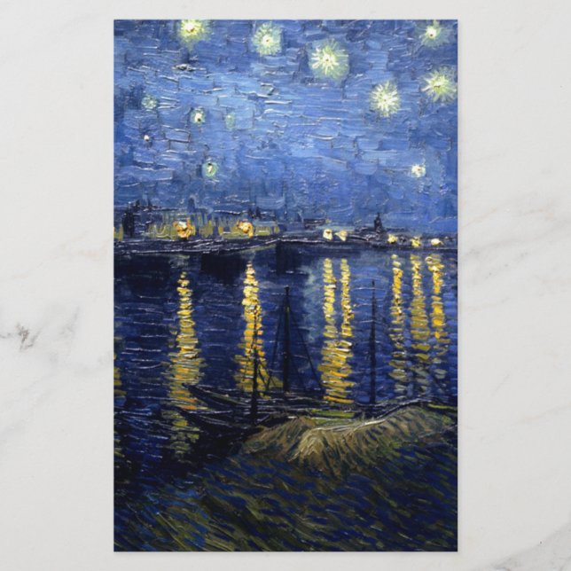 Van Gogh Starry Night Over Rhone Stationery (Front)