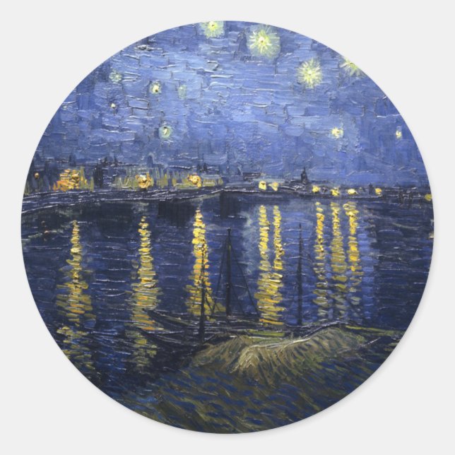 van Gogh - Starry Night Over the Rhone (1888) Classic Round Sticker (Front)