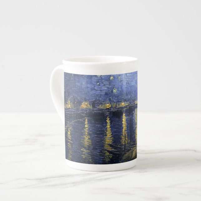 Van Gogh Starry Night Over The Rhone Bone China Mug (Front Left)