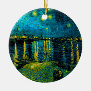 Van Gogh Starry Night Over the Rhône Ceramic Tree Decoration