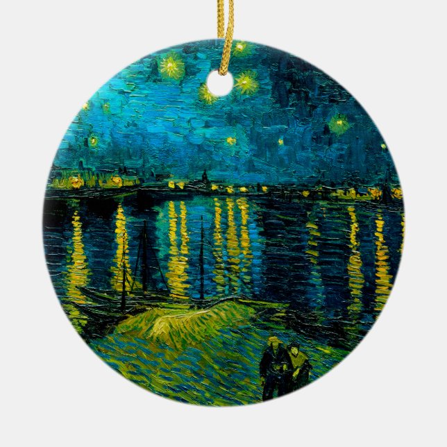Van Gogh Starry Night Over the Rhône  Ceramic Tree Decoration (Front)